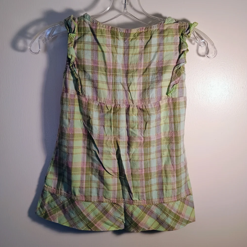 Greendog Green and Pink Plaid Kids Casual Dress